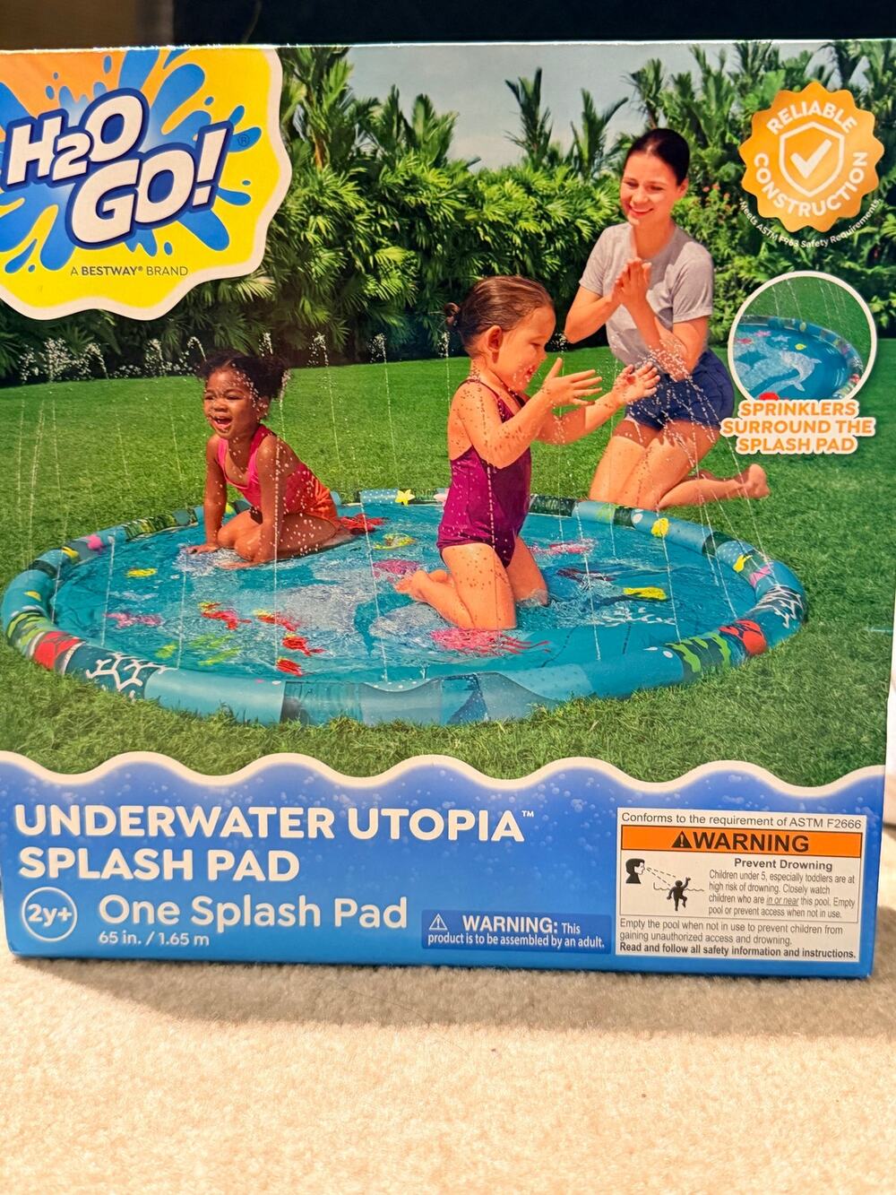 H2O GO Underwater Utopia Splash Pad 65" Inflatable Sprinkler Pool Toy Kids 2+